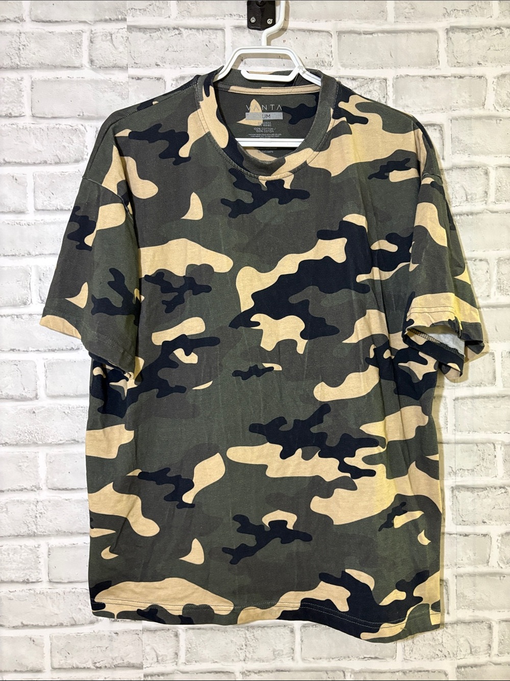 Vanda Men's Short Sleeve Camo Crew Neck T-Shirt - Green Camo, medium
